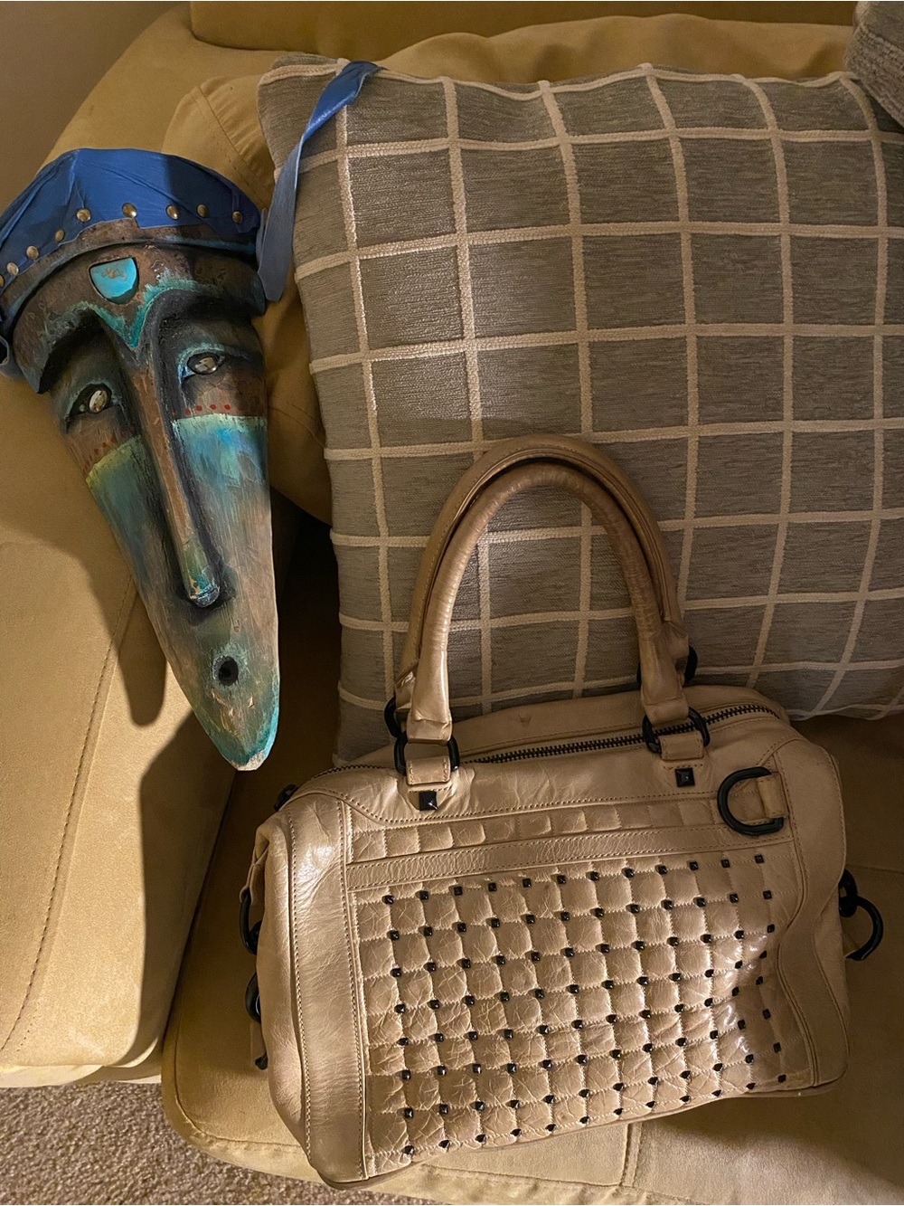 Rebecca Minkoff Beige Woven Leather Satchel Handbag